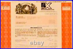 1,000 share Stock Certificate issued by Bre-X Minerals Ltd. Uncirculated