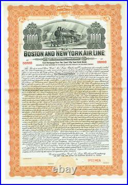 1.8.1905 Boston & New York Air Line Rr Co. 50 Year $1000 Gold Bond Specimen