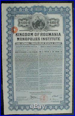 10 x Kingdom of Romania diff. £ Sterling Gold Bonds 1913 1929 unc. + coupons
