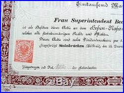 1000 M. Namens-Aktie Actie Hessisch-Nassauischer Hüttenverein v. 1882 -Nr. 2028