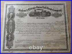 1800's Galena & Chicago Union RR Stock Certificate, Signed by William Brown