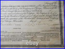 1800's Galena & Chicago Union RR Stock Certificate, Signed by William Brown