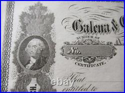 1800's Galena & Chicago Union RR Stock Certificate, Signed by William Brown