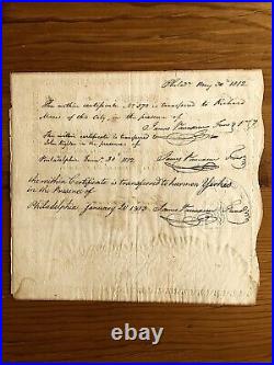1811 Philadelphia PA Pennsylvania Stock Certificate for a Wine Company