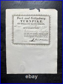 1821 York and Gettysburg Turnpike (PA) Stock Certificate