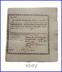 1822 Bellefonte & Philipsburg Turnpike of PA Stock Certificate #366