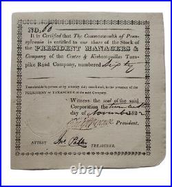 1822 Centre & Kishacoquillas Turnpike (PA) Stock Certificate #60