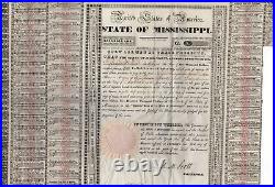 1833 State of Mississippi Bonds 2 Bonds withcoupons