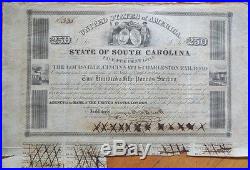 1838 Stock/Bond Certificate'Louisville, Cincinnati & Charleston Railroad