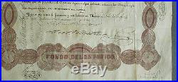 1843 MEXICO BLACK EAGLE 20,000 PESO BOND THE ONLY ONE KNOWN with COUPONS