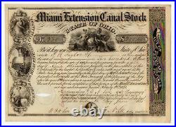 1845 Miami Extension Canal Stock Certificate