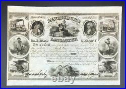 1847 Harrisburg Portsmouth Mount Joy & Lancaster Railroad Co Stock Certificate