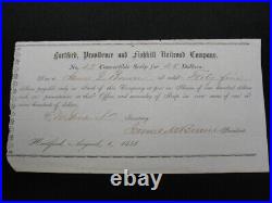 1851 Hartford, Providence, And Fishkill R. R. Co. Convertible Scrip For Stock Doc