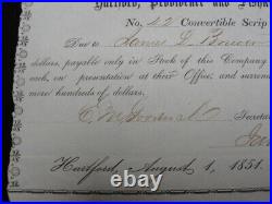 1851 Hartford, Providence, And Fishkill R. R. Co. Convertible Scrip For Stock Doc