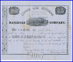 1855 Clinton Line Extension Railroad Co. Stock Certificate IC, Hudson, Ohio F7