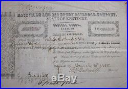 1855 Stock Certificate'Maysville & Big Sandy Railroad Company' Kentucky KY