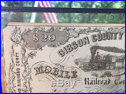 1856 Pre Civil War Trenton Tennessee Mobile Ohio Railroad Tax Certificate Train