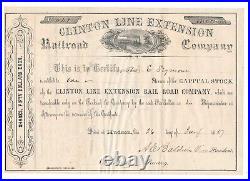 1857 Clinton Line Extension Railroad Co. Stock Certificate IC, Hudson, Ohio F7