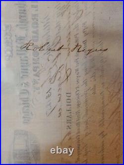 1857 Pittsburgh Ft Wayne & Chicago Railroad Paper Scrip Antique Ephemera Train