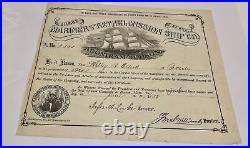 1858 Mariner's Bethel Mission Ship Co 1 Share @. 25 Gold Rush Adoniram Judson