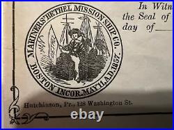 1858 Mariner's Bethel Mission Ship Co 1 Share @. 25 Gold Rush Adoniram Judson