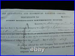 1859 The Lackawanna & Bloomsburg Railroad Company Signed Stock Certificate