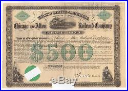 1862 Chicago and Alton Railroad Company Income Bond Samuel Tilden