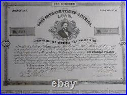 1863 Confederate States of America Judah P Benjamin $100 Bond with coupons Cr 31