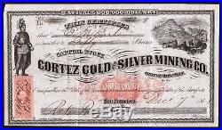 1863 Cortez Gold and Silver Mining Co Nevada Territory RARE Stock Certificate