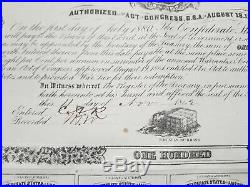 1863 Cr. 47 $100 The Confederate States of America War Bond with 31 Coupons
