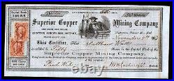 1863 Placer County Ca Superior Copper Mining Co Stock Certificate EX EX RARE