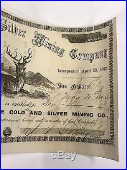 1863 Prairie Gold Silver Mining 10 Shares #54 $40,000 Capital Stock CONSECUTIVE