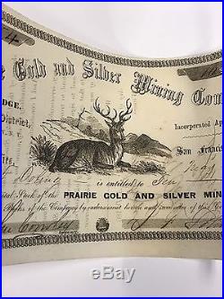 1863 Prairie Gold Silver Mining 10 Shares #54 $40,000 Capital Stock CONSECUTIVE