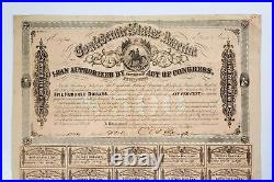 1864 $500 The Confederate States of America War Bond with 58 Coupons