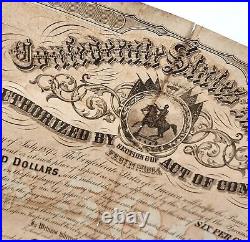 1864 $500 The Confederate States of America War Bond with 58 Coupons