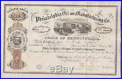 1864 CIVIL War Era Stock Certificate Philadelphia Oil And Manufacturing Co. Pa