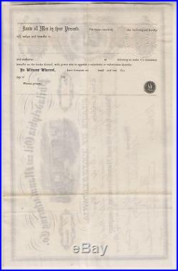 1864 CIVIL War Era Stock Certificate Philadelphia Oil And Manufacturing Co. Pa