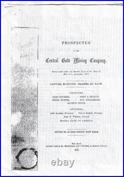 1864 Central City COLORADO TERRITORY Stock? Central GOLD MINING Company