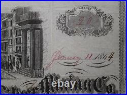 1864 Nevada Ter. San Francisco Wall St. Gold Silver Mining Co Stock Certificate