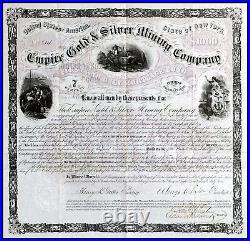 1864 New York Empire Gold & Silver Mining Company $1000 Bond Bodie, CA