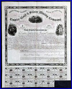 1864 New York Empire Gold & Silver Mining Company $1000 Bond Bodie, CA