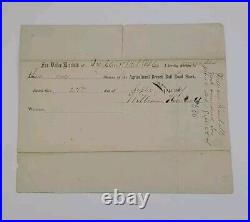 1865 Agricultural Branch Rail Road Stock Certificate #580 Issued To William K