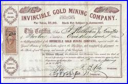 1865 Central City COLORADO TERRITORY Stock? Invincible GOLD MINING Company