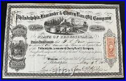 1865 PHILADELPHIA. LANCASTER & CHERRY RUN OIL CO. Stock Civil War R44c Revenue