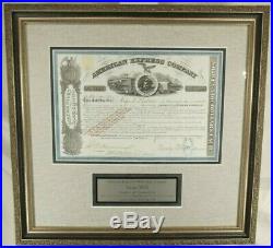 1866 American Express Co. Henry Wells Signed Framed Stock Certificate