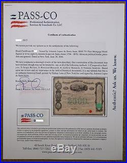 1866 Mexico President Santa Anna $500 Mexican Bond Stock Share NOT Black Eagle