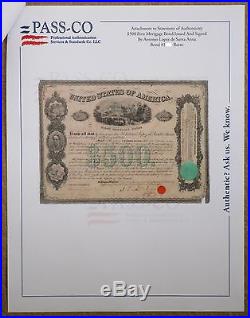 1866 Mexico President Santa Anna $500 Mexican Bond Stock Share NOT Black Eagle