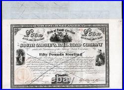 1866 South Carolina Railroad Co. 50 Pounds Sterling 5% Bond Van Kleeck & Clark