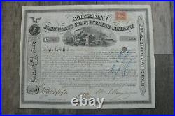 1868 American Merchants Union Express Co. Stock Certificate Wm G Fargo Signed