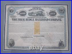 1869 Blue Ridge Railroad Company $1000 Bond Mortgage Loan